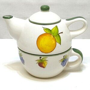 Studio Nova Orchard Delight 3-Piece Tea For One Set Signed Laurie Gates KT206